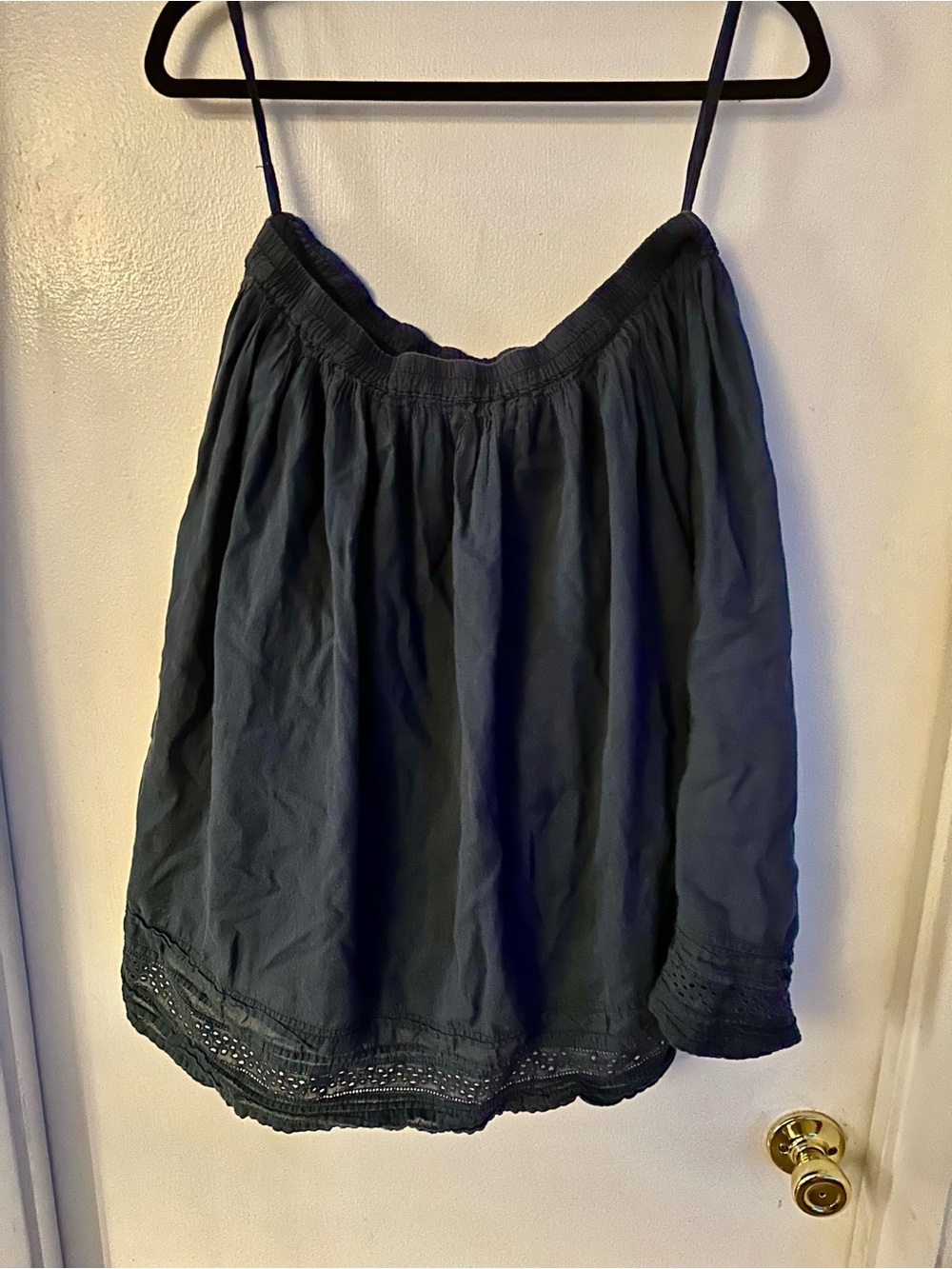 2X Jane Ashley Navy Blue Cotton Skirt with eyelet detail